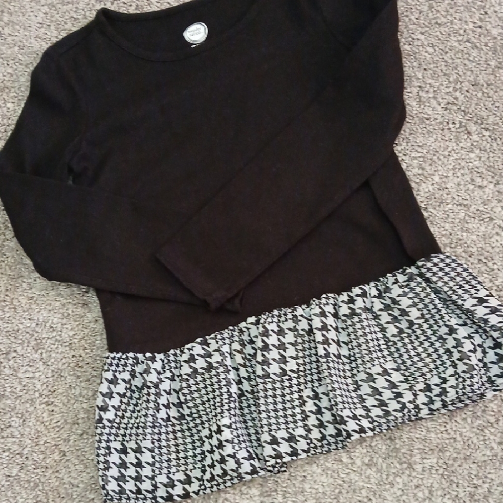 Wonder Nation Black Long Sleeve W/ Houndstooth Hem Size M (7-8)
